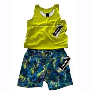 NWT HEAD Dri-Motion Multicolor Athletic Tank Top & Shorts Set Women’s Size Small